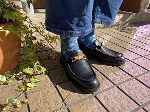 生徒作品2025 手縫いモカ バンブービット ステッチダウン製法 ローファー