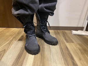 生徒作品2026 デニムブーツ ヴィンテージ加工 エイ革使用